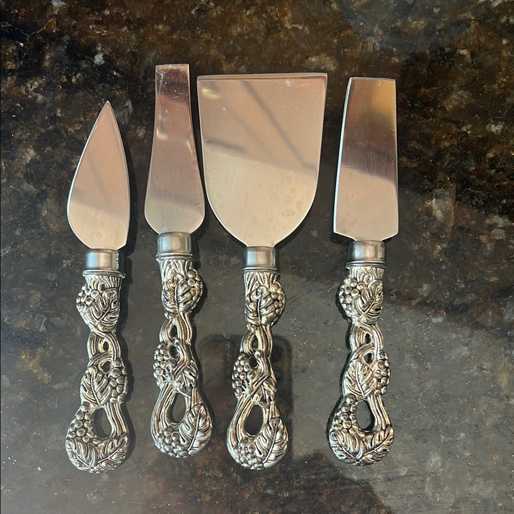 Elegant Silver Cheese Knife Set